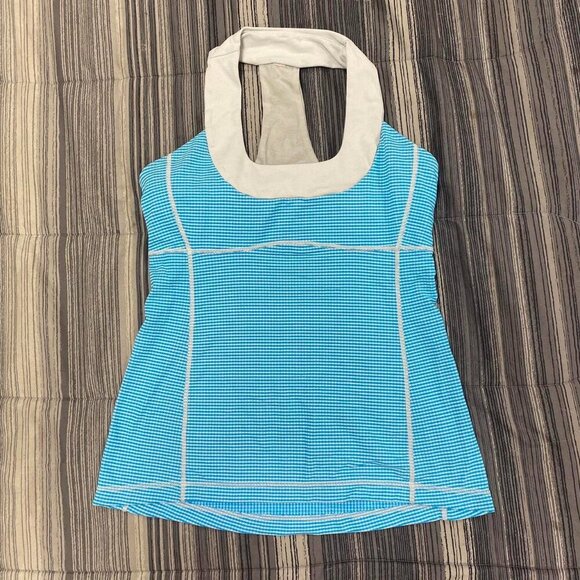 lululemon athletica Tops - LULULEMON Scoop Neck Tank Top Blue Checked Racerback